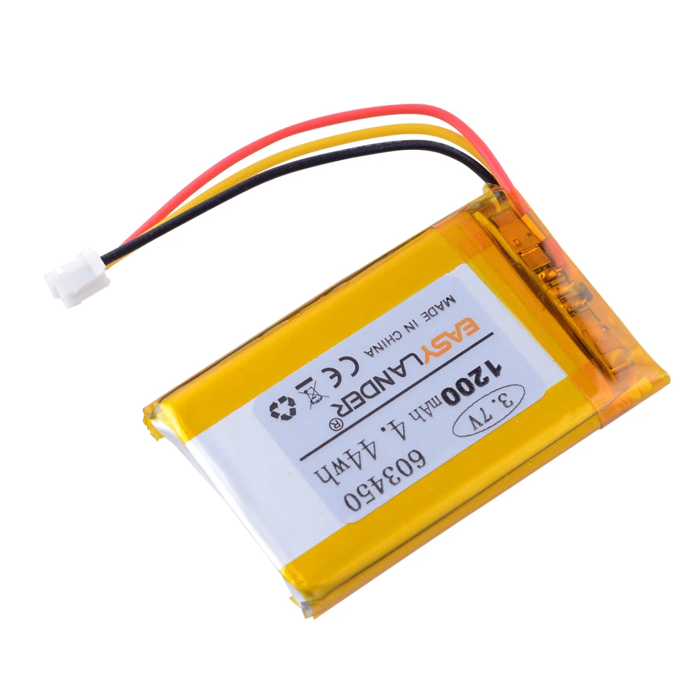 3.7V 1200mAh 603450 JST2.0mm 3-pinowy akumulator litowo-jonowy polimerowy do GPS Varta 1/Rejestrator 553450 Corsair DVR