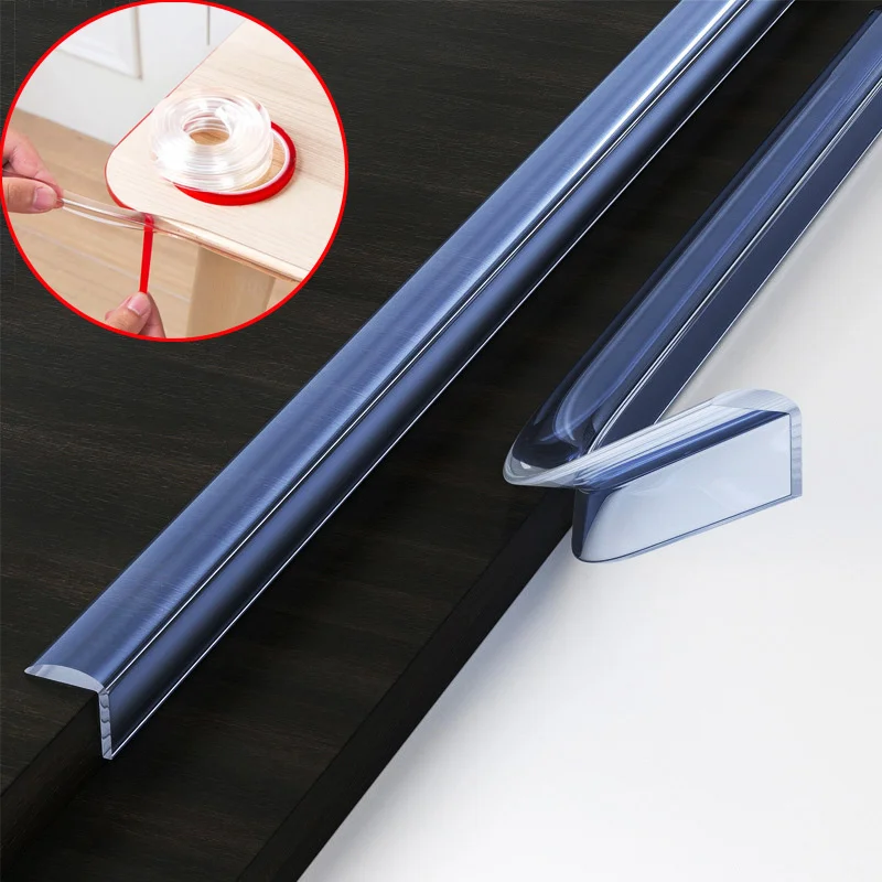 1M/2M/3M Clear PVC Infant Baby Safety Corner Protector Soft Double-Sided Tape Bumper Strip For Furniture,Cabinets,Tables,Drawers