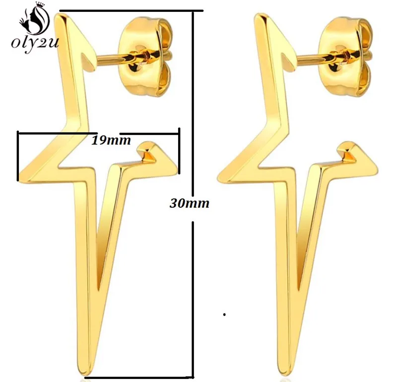 Imagen 6: Oly2u-pendientes de estrella grande para mujer, aretes Punk sencillos de acero inoxidable, joyería 2024, venta al por mayor