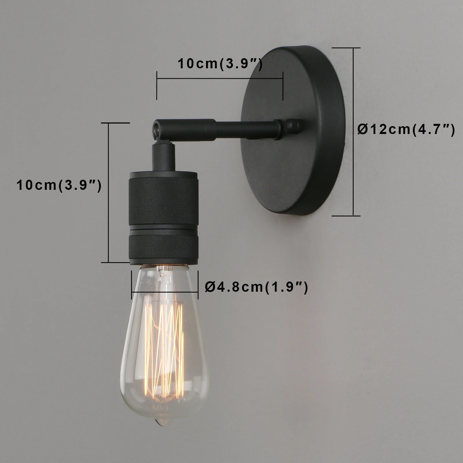Permo Minimalist Single Socket 1- Light Wall Industrial Wall Sconce Vintage Metal Wall Light
