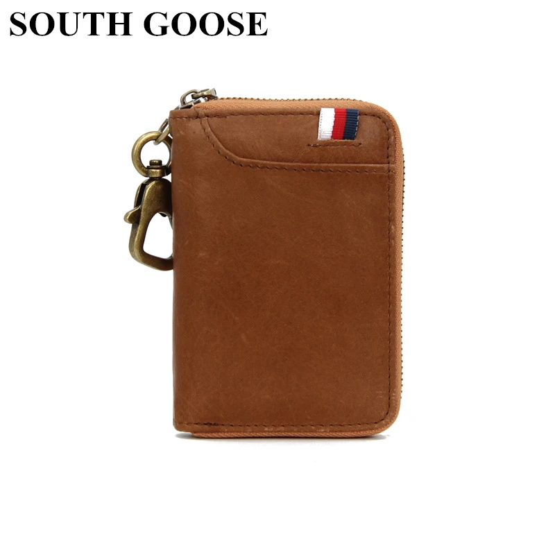 SOUTH GOOSE Genuine Leather Key Wallets Men keychain Car Key Case Multifunction Organizer Wallet Lady Housekeeper Keys Pouch