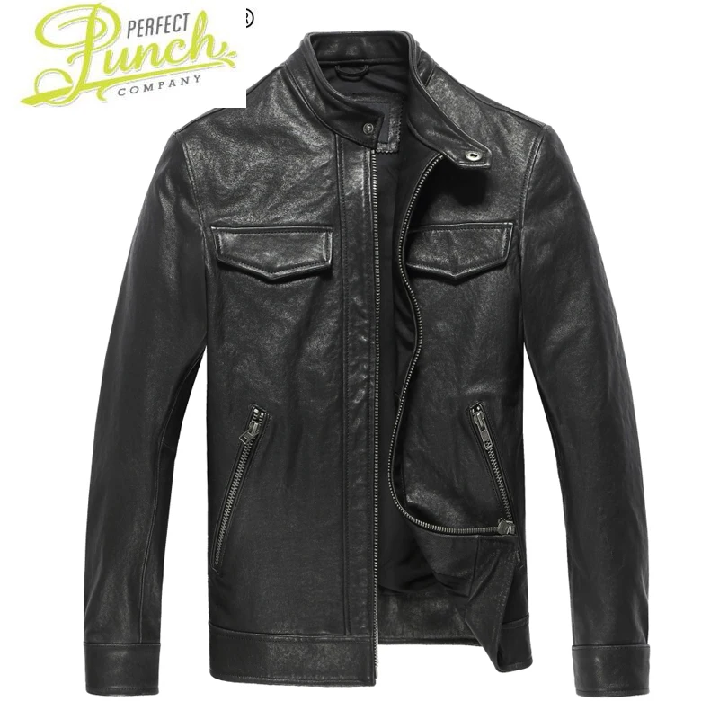 

Leather Men's Jacket 100% Real Sheepskin Coat Genuine Leather Jacket Men Vintage Biker Jacket Slim Fit 1611 KJ4644