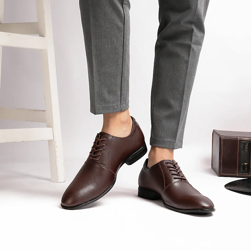 Chaussures à lacets en cuir véritable pour hommes, faites à la main, Derby, grande taille, z826