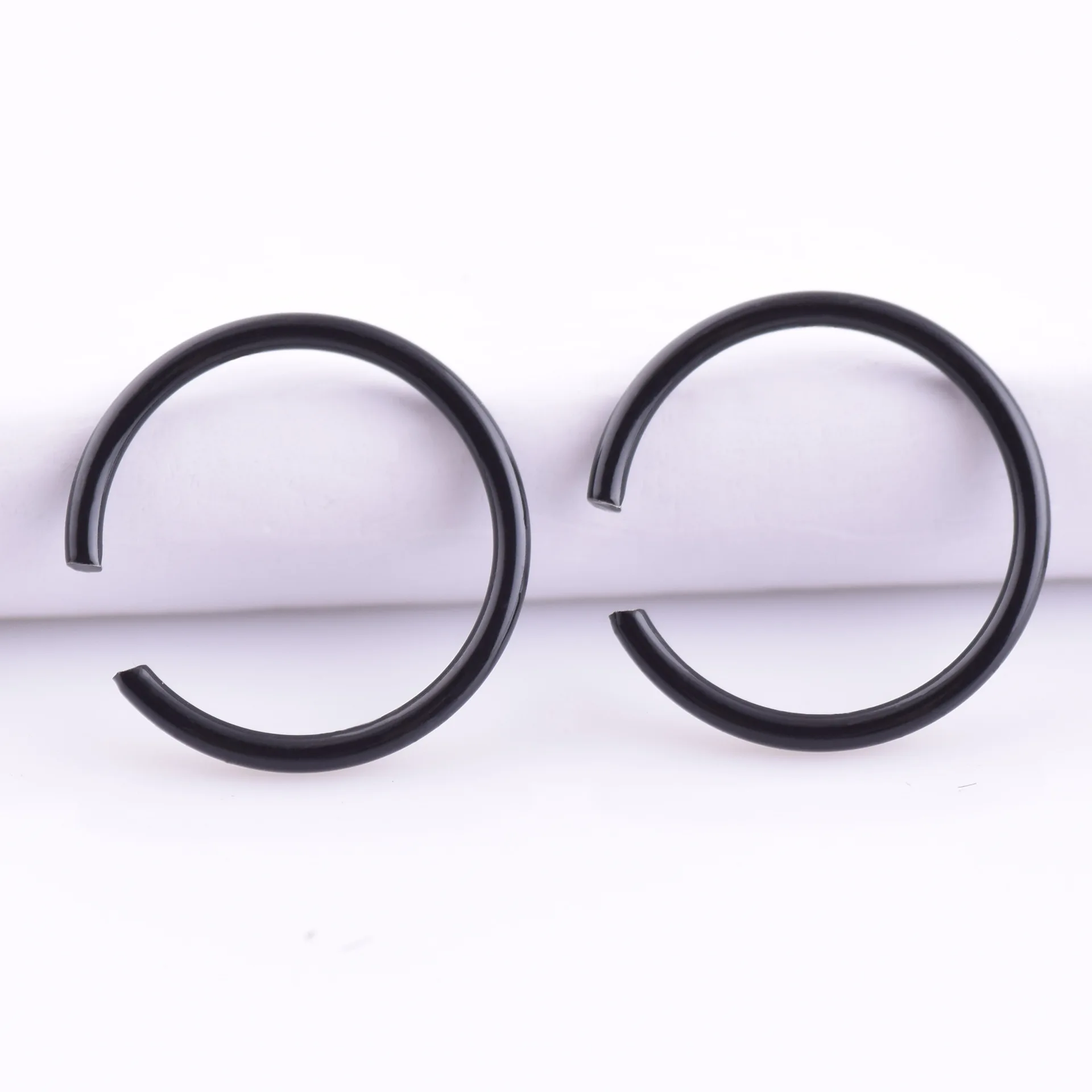 9pcs/set Stainless Steel Black Gold Silver Color Tiny Nostril Segment Nose Rings Hoop Piercings Clip On Helix Rings Body Jewelry