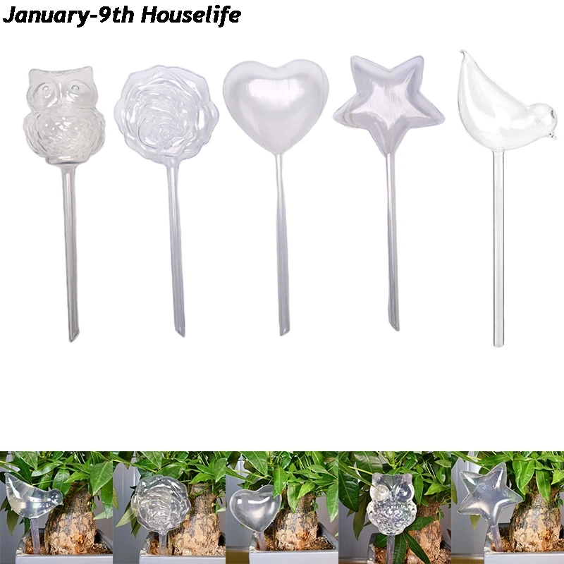 1pcs New Automatic Flower Watering Device Plant Waterer Self Watering Globes Bird Shape Hand Blown Clear Glass Aqua Bulbs