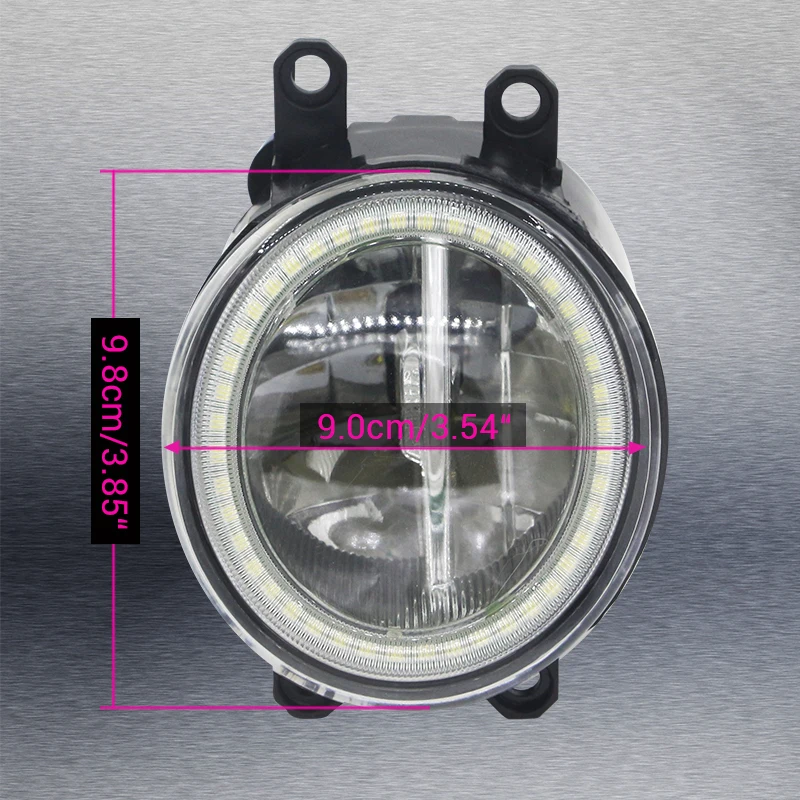 Cawanerl For Toyota Highlander 2008 2009 2010 2011 2012 Car H11 LED Bulb Fog Light + Angel Eye Daytime Running Lamp 4000LM 12V