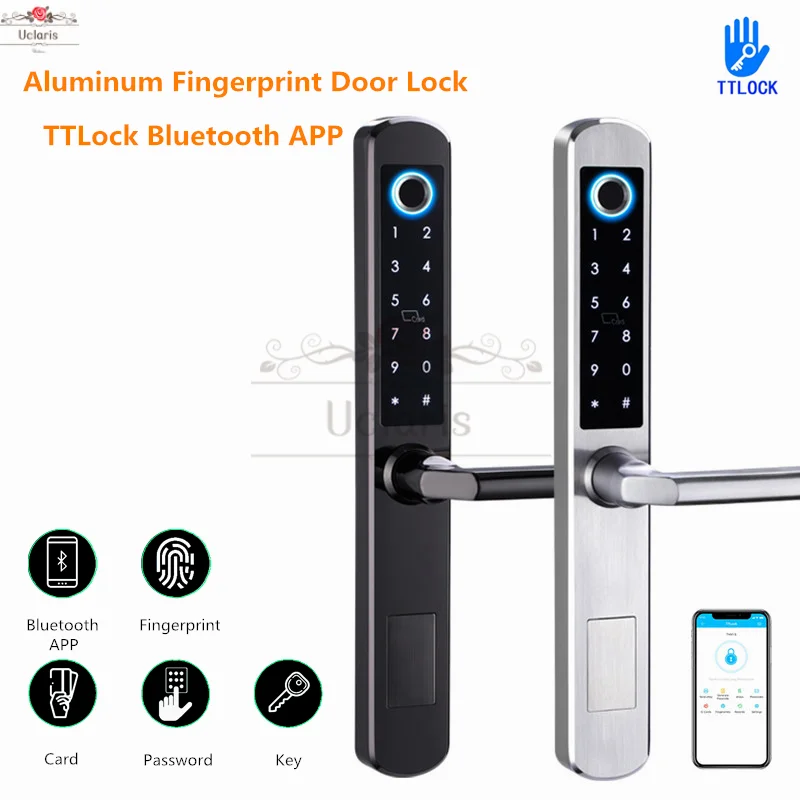 TTLock Smart Fingerprint Digital Door Lock For Aluminum Glass Doors Electronic Home Lock With Bluetooth APP Password,Card,Key