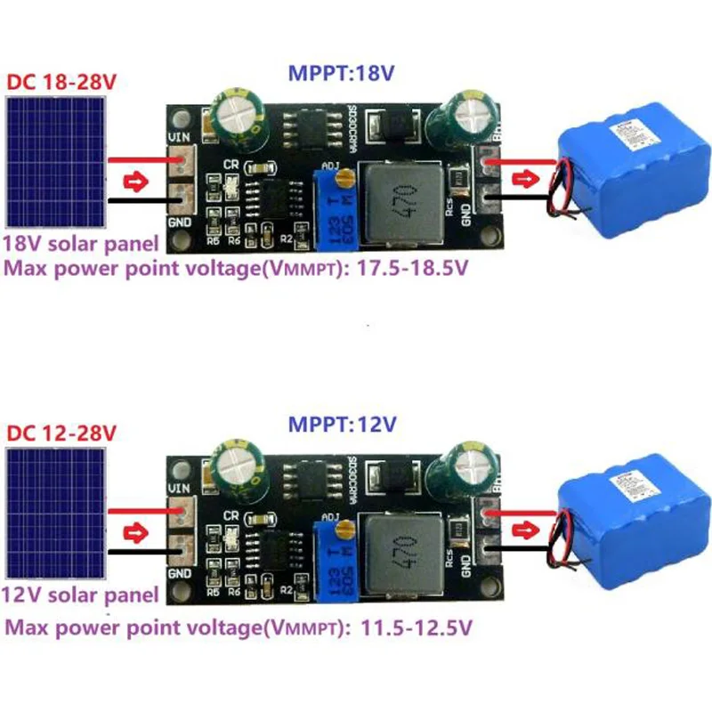 9V 12V 18V MPPT modulo caricabatterie regolatore solare 1A 3.2V 3.7V 3.8V 7.4V 11.1V 14.8V LiFePO4 ricarica delle celle al litio agli ioni di litio