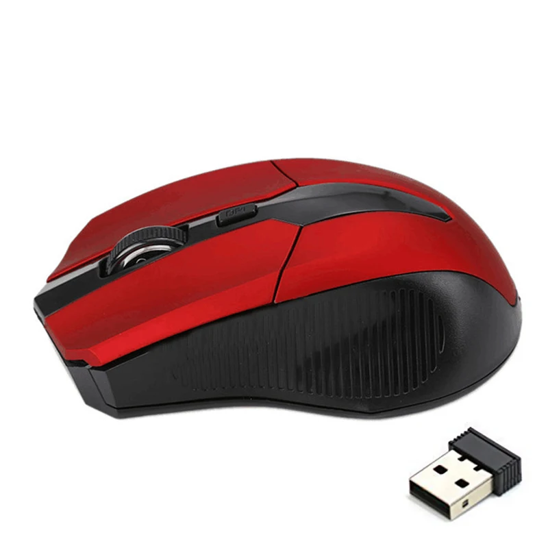 Souris sans fil optique rouge USB 2.4G 3 boutons pour souris de jeu d'ordinateur portable souris sans fil ergonomique