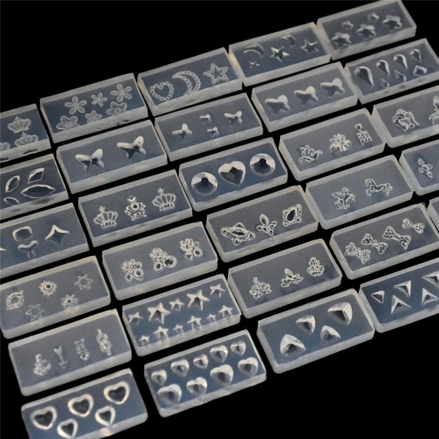 SNASAN Tiny Beads Crown Heart Star Moon Kiss Nail Art Earrings Silicone Mould Biżuteria Narzędzie do odlewania UV Żywica epoksydowa Silikonowa forma
