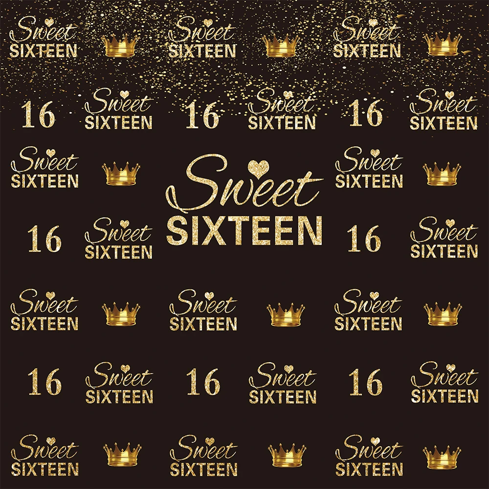 Allenjoy Wedding Photography Background Sweet 16th 18 Baby Shower Birthday Party Golden Repeat Signature Wall Backdrop Photocall