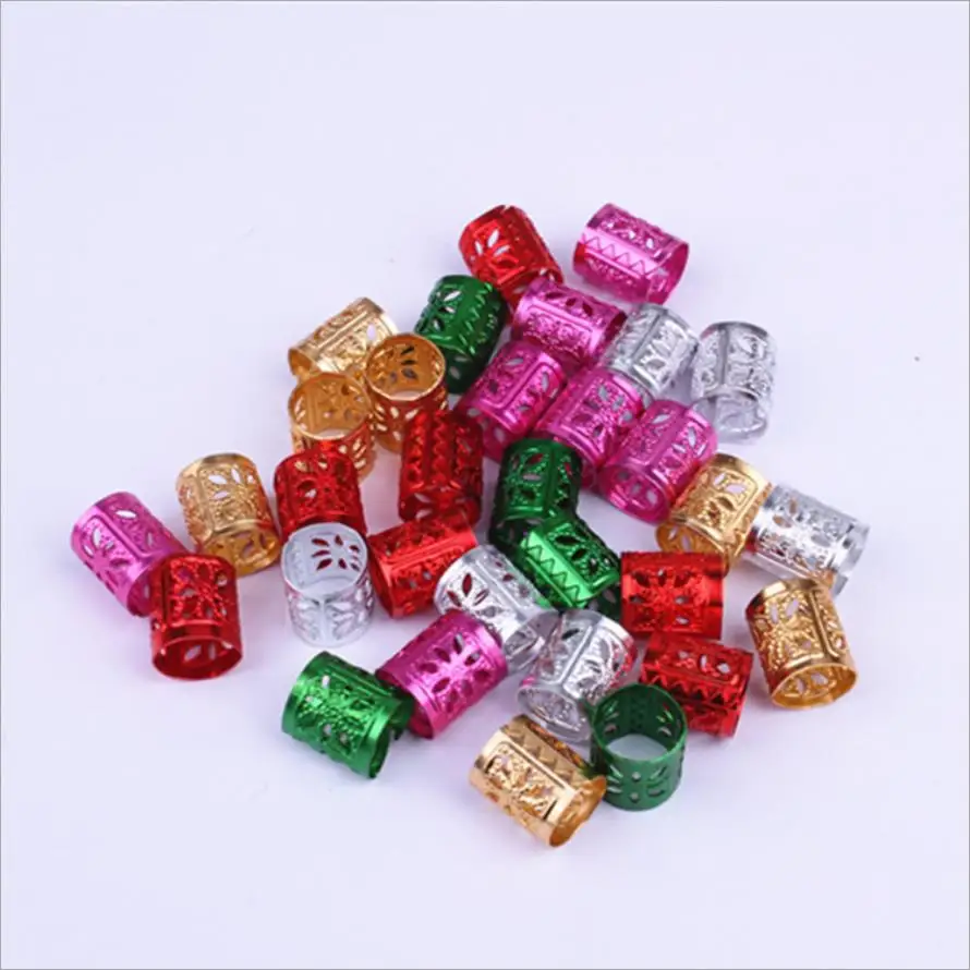 10Pcs Mix Silver Golden Plated Hair Braid Dread Dreadlock Beads Adjustable Cuff Clip 10mm Clip Metal Tube Lock LQ365