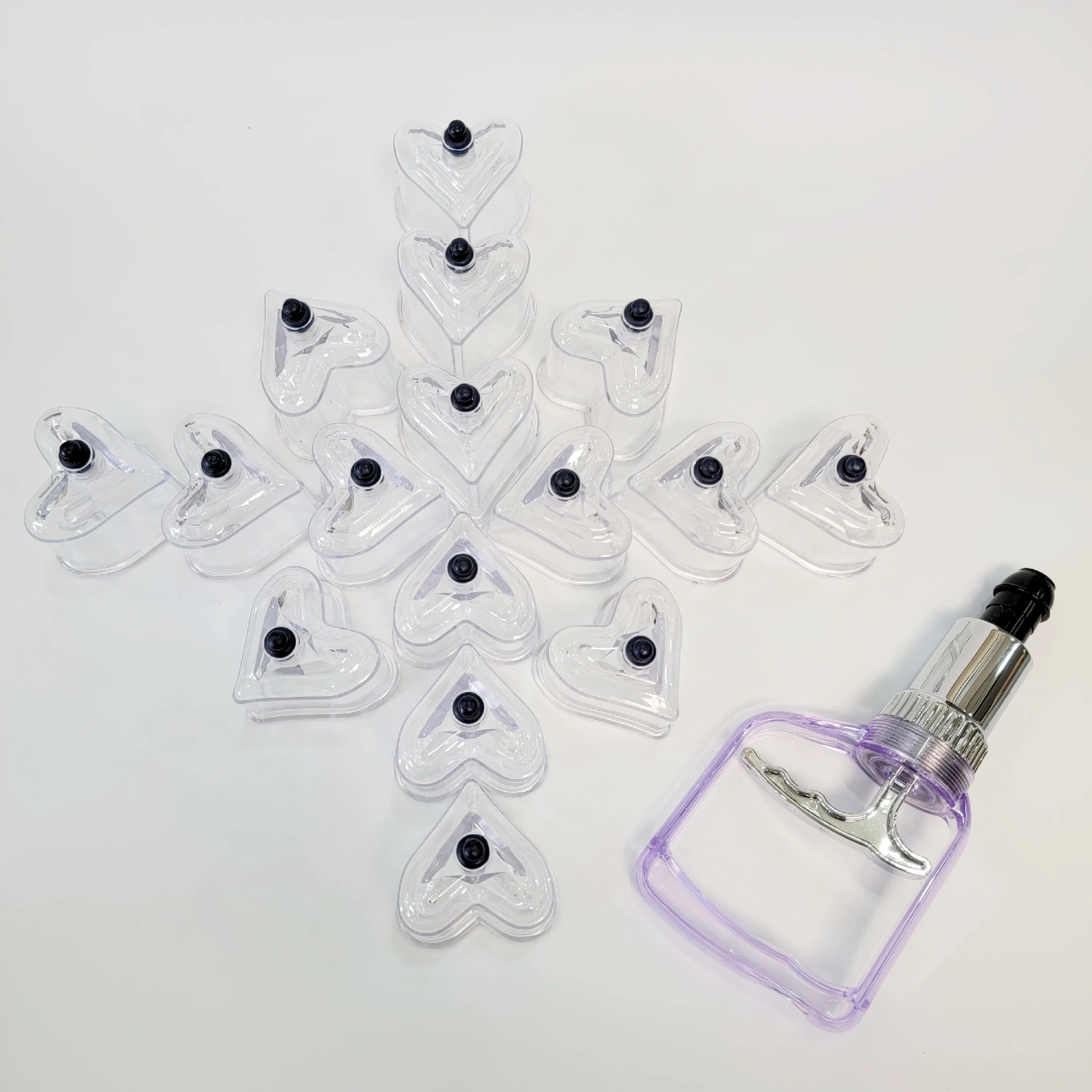 16 PCS Love Heart Shape Plastic Vacuum Cups Suction Cupping Device Cupping Massage Therapy Cupping Hijama Cup Cupping Cans Jars