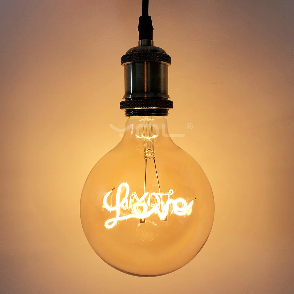 Retro edison bulb led filament Lamp LOVE G125 decoracion vintage glass light bulb industrial edison lava lamp bulb decor