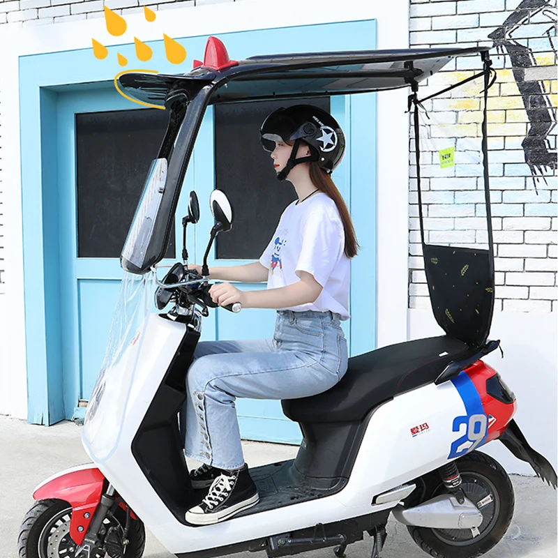 사계절 내구성 전기 자동차 방수 오토바이 캐노피, 두꺼운 우산 천막 우산, 태양 차단, 레인 쉴드 캐노피