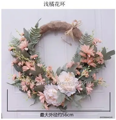 Newborn Photography Props Accessories Simulation Rose Flower Wreath Lintel Rattan Decoration Baby Girl Birthday Photo Background