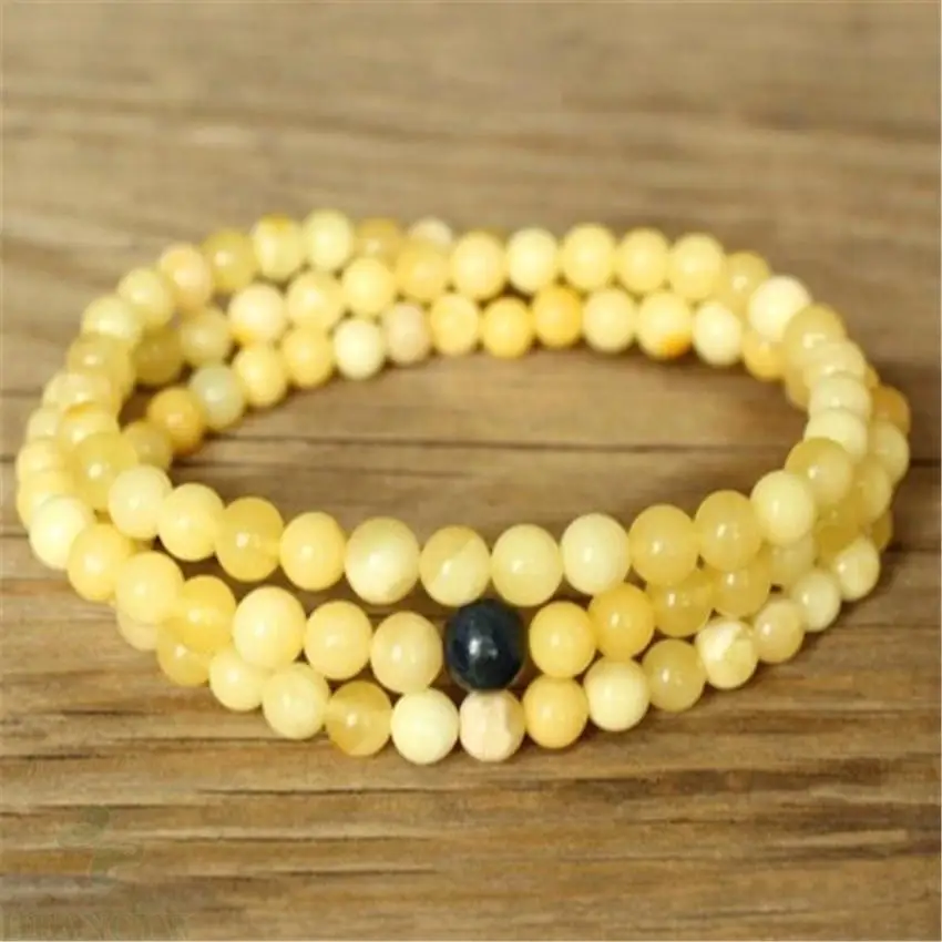 

6MM Topaz Gemstone Mala Bracelet 108 Beads Necklace Wrist Lucky Energy Bless Healing Meditation Buddhism Prayer Men Yoga