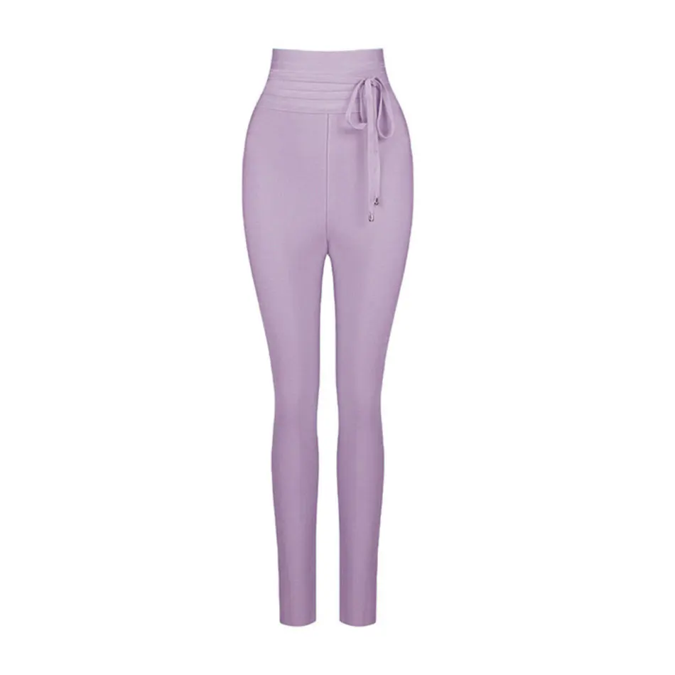 CIEMIILI – pantalon Sexy pour femmes, nouvelle mode d'été, taille haute, slim, cravates, couleur unie, Long crayon, fête, moulante, Bandage, 2022