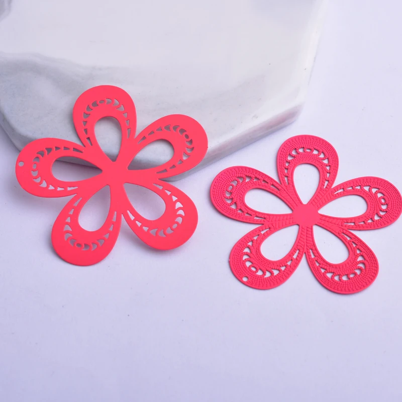 30 Stück AA2173 41mm Große Blumen-Anhänger DIY Ohrring-Anhänger Messing Hellgoldfarben Schmuckanhänger – Detail 2
