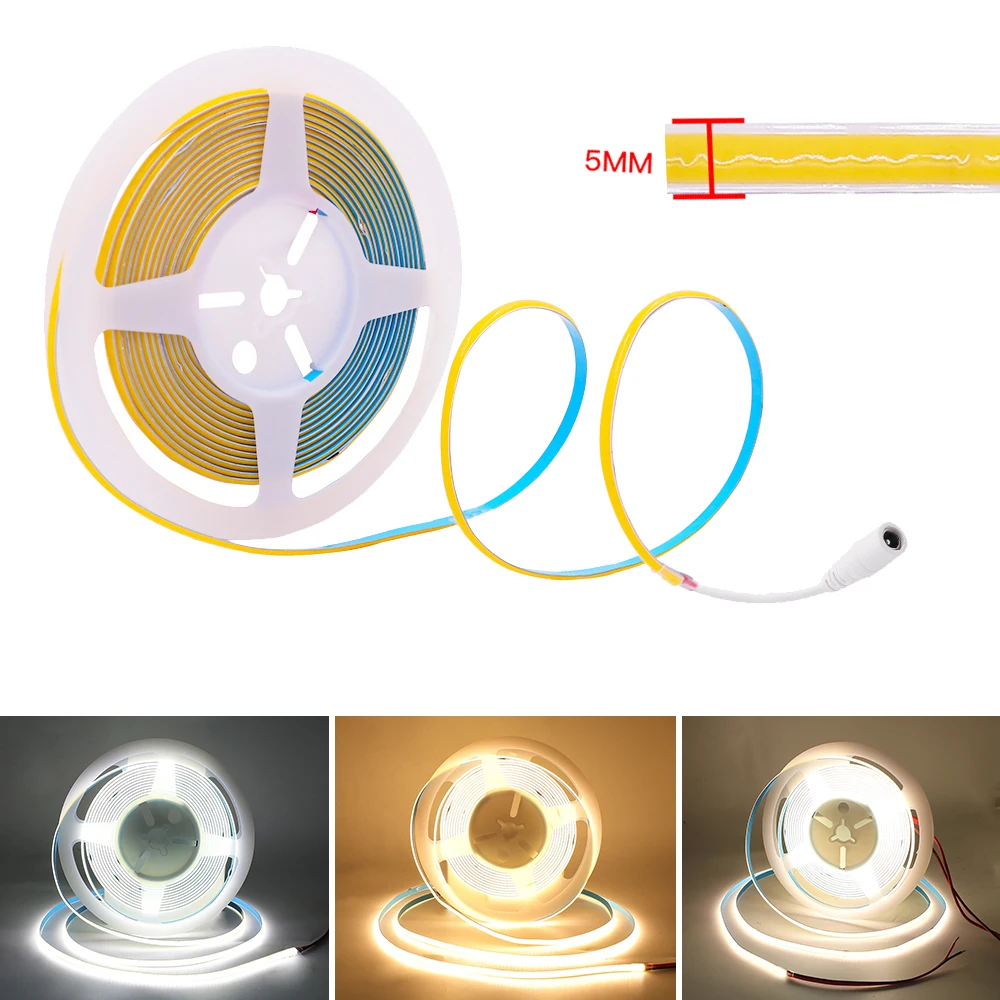 

Гибкая светодиодная лента 5 мм, 12 В, 24 В, 384 светодиодов, 3000K, 4000K, 6000K