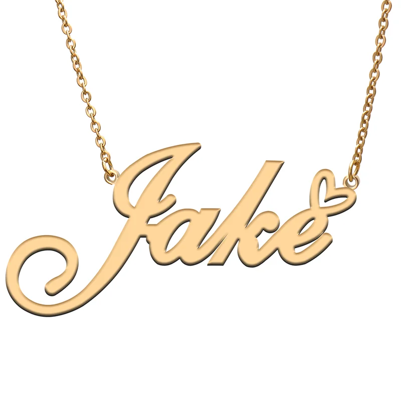 

Jake Name Tag Necklace Personalized Pendant Jewelry Gifts for Mom Daughter Girl Friend Birthday Christmas Party Present