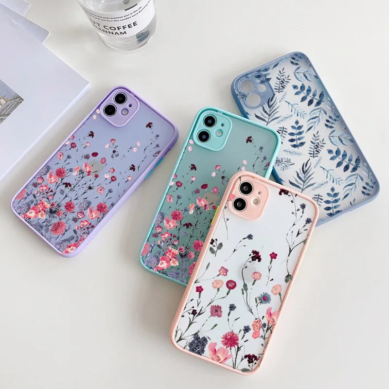 Hand Painted Phone Case For iphone 16 15 X XS XR Flower Shockproof Case For iPhone 7 8 Plus SE 13 12 11 14 15 16 pro MAX Cover