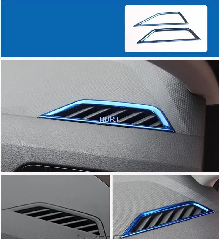 For Volkswagen VW Tiguan L 2017 2018 2019 2020 2021 Stainless Steel Blue Interior Accessories Central Console Decoration Sticker