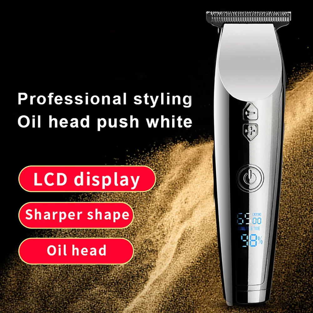 

Professional Hair Clipper Electric Trimmer Men Barber Cutting Machine Oil Head Push White Cordless Shaver Tool