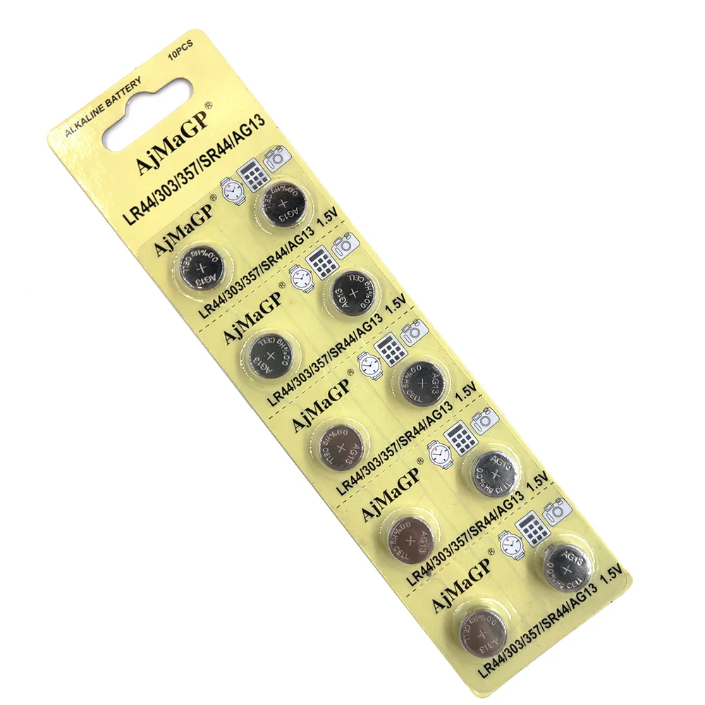 10PCS/1Pack LR44 357A A76 303 AG13 SR44SW SP76 L1154 RW82 RW42 1.5V Alkaline Battery Button Toy Watch Battery lr44 battery