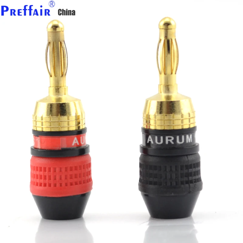 Preffair 24K placcato oro 4MM spina a banana adattatore per altoparlante vite connettori per altoparlanti connettori audio