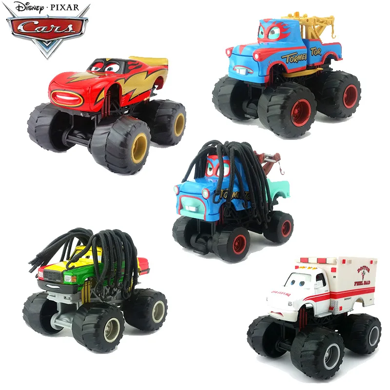 Disney Pixar Cars 3 2 Big Foot Stunt Metal Diecast Car Toy Lightning McQueen Long Hair Mater Rhapsody Giant Wheels Car Toys Gift