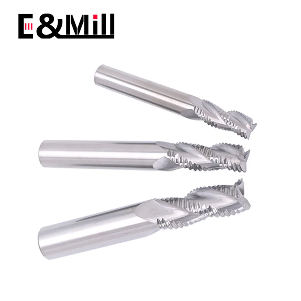 Tungsten steel milling cutter 3 Flute aluminum rough milling cutter rough leather roughing wave edge corrugated knife corn HRC55