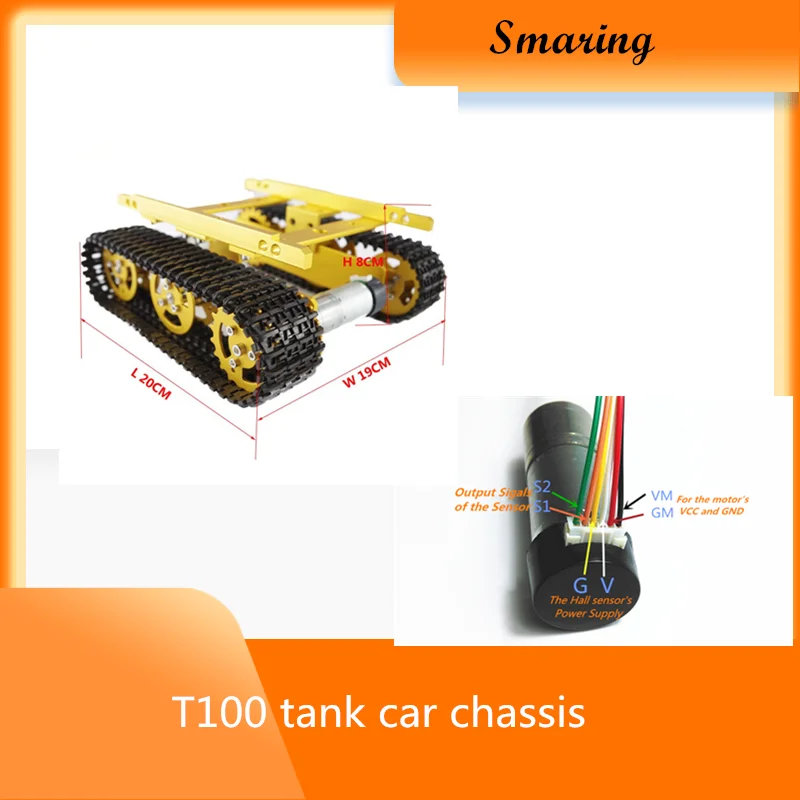 

smarian silver T100 tank car chassis 12v 330 rpm no sensor caterpillar track obstacle-surmounting with high torque motors Diy