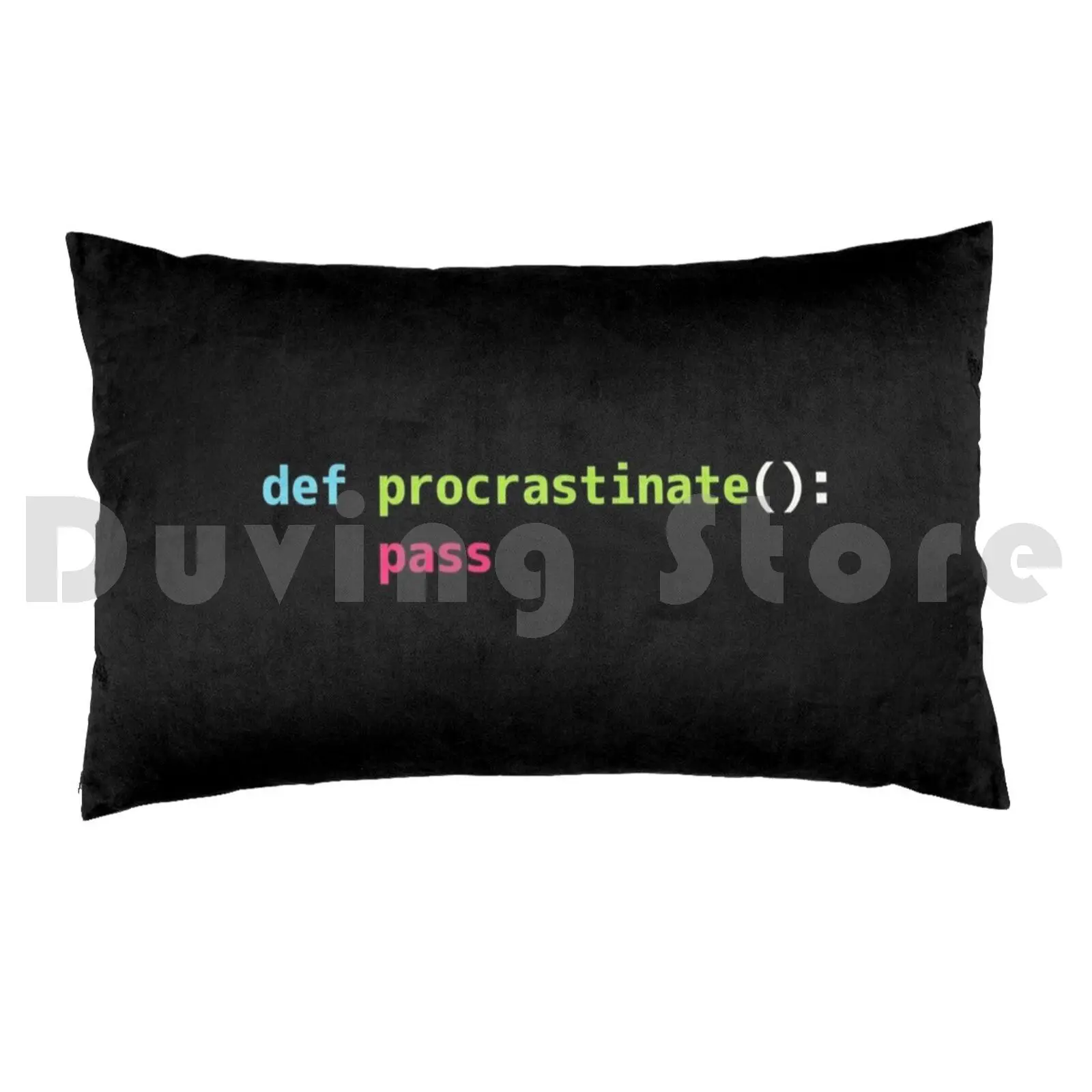 Funny Python Code Pun Design-Def Procrastinate Pass Pillow Case Printed 50x75 Computer Code Coding Software