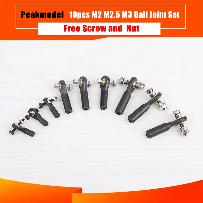 10pcs Ball Head Holder Tie Rod End M2 M2.5 M3 Ball Joint Link Rod End ( free Screw Nut)