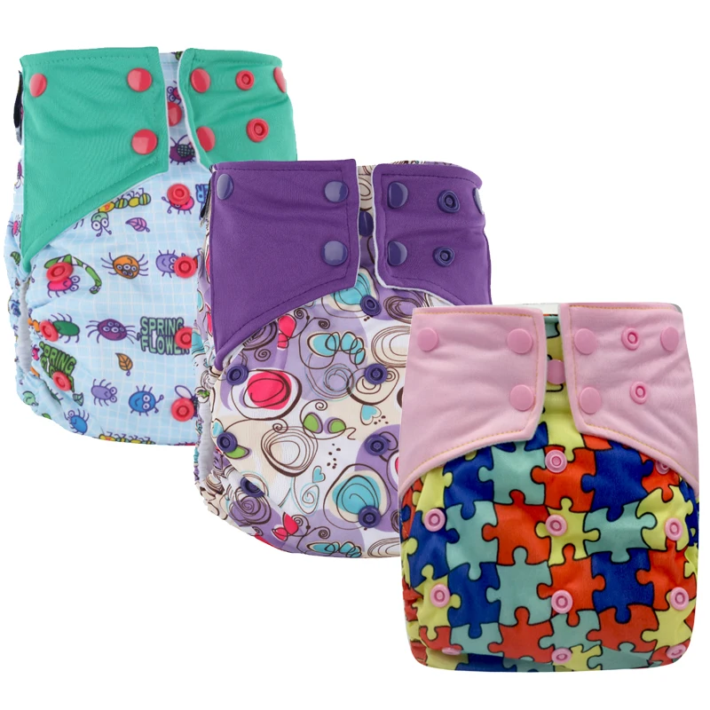 Pororo AI2 PUL printed diaper Cover with Stay dry suede cloth inner, all in two baby reusable cloth diaper nappies