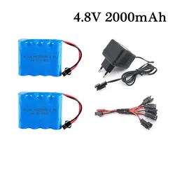 4.8V Rechargeable 4XAA Battery Pack 2000mAh NI-CD Battery For Aircraft RC Boat Remote Control Off-Road Vehicle Car + USB Charger