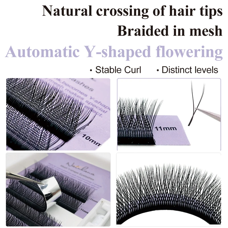 NATUHANA YY Shape Eyelash Extensions C D L LU(M) Curl Faux Mink Double Tip Eye Lashes Individual Easily Grafting Y Lash Makeup