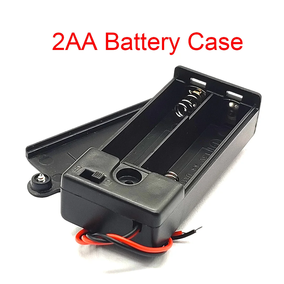 New 2 AA 3V Battery Holder AA Battery Box With Switch 2AA Battery Case With Cover Toy Accessories Model Parts Black