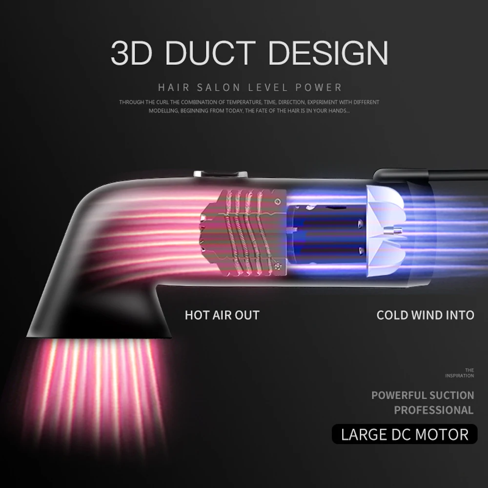 プロのヘアドライヤーマイナスイオンブロードライヤーコールド風エアブラシ強力なパワードライヤーサロンスタイルツールくしホットエアブラシ