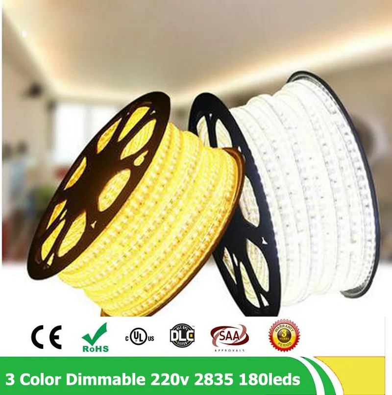 Dimmable 220V 5630SMD Warm white LED strip light with EU plug LED lamp 180leds/m 50M  Outdoor Home Decor String light