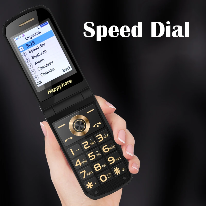 Imagem -06 - Happyhere-desbloqueado Flip Telemóveis Dual Screen Velocidade Dial Celular Sos Mp3 Tocha fm Botão Teclado Telefone Celular Barato F18