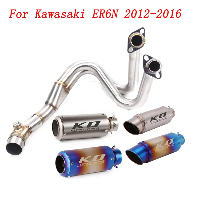 Slip On Motorcycle Exhaust Head Link Tube And 51mm Vent Pipe Stainless Steel Exhaust System For Kawasaki ER6N 2012-2016