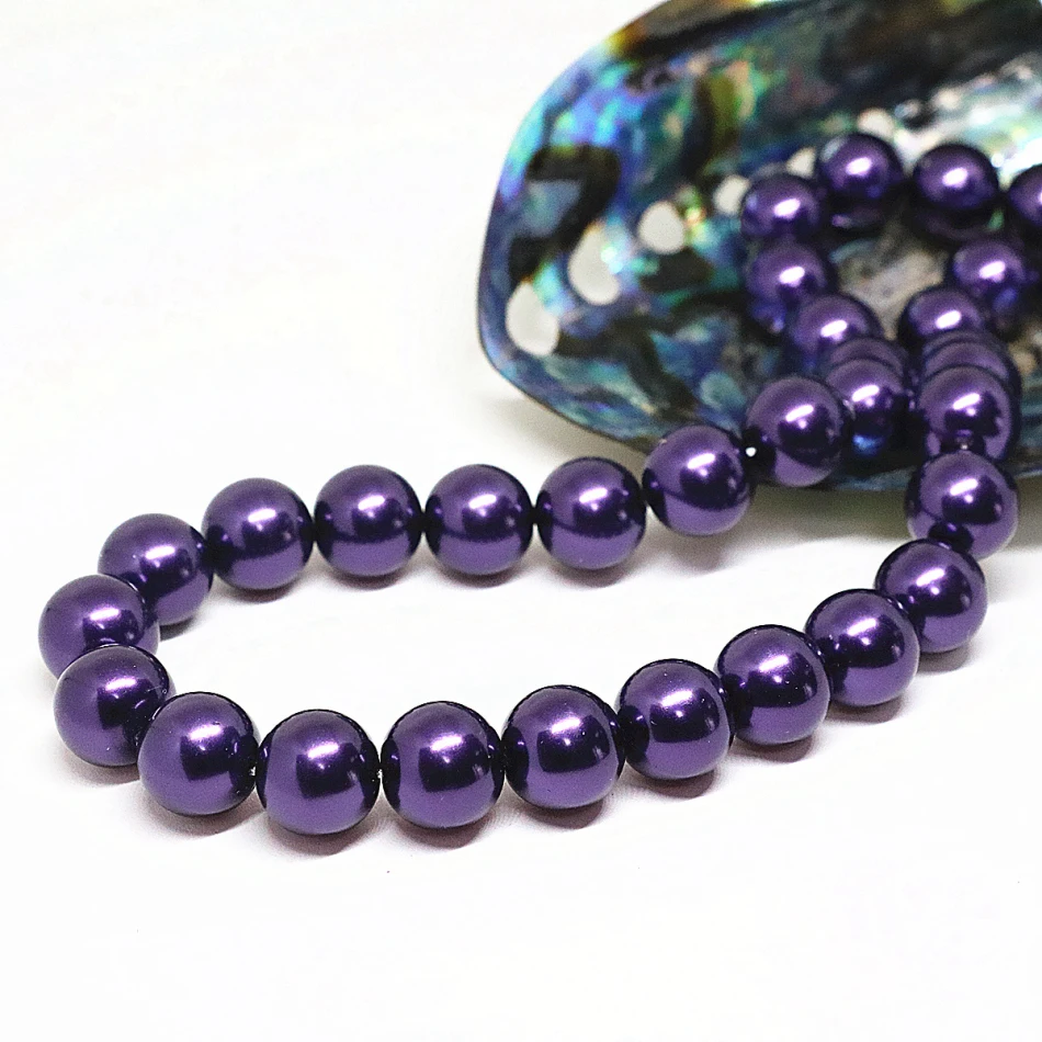 High quality glass Pearl Beads Purple Imitation Pearls Round Bead for DIY Bracelet Jewelry Making 4 6 8 10 12 14mm pearl bead