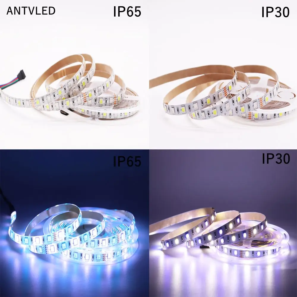 Imagem -05 - Faixa de Luz de Led Flexível 5050smd 5m Pcb Branco Quente Branco Verde Azul Rgb Rgbw Rgbww 60leds m Dc12v