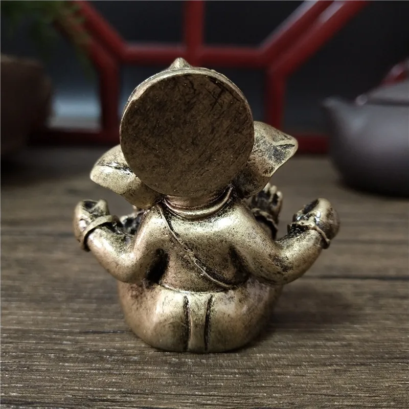 Bronze Color Lord Ganesha Statue Buddha Ornaments Elephant Hindu God Sculpture Figurines Home Office Decoration Buddha Statues