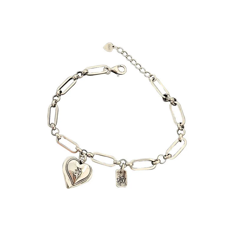 Minimalistische 925 Sterling Silver Love Heart Armbanden Voor Vrouwen Nieuwe Mode Vintage Handgemaakte Verjaardagsfeestje Sieraden Geschenken