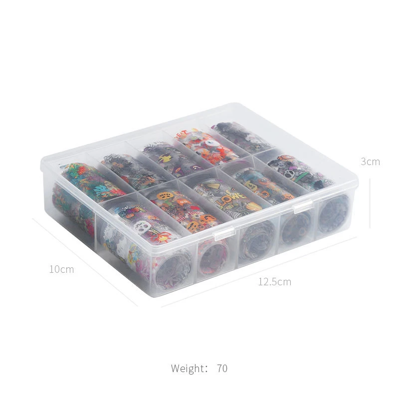 New 1Box Festival Christmas And Halloween Transfer Foil Nails Decal Sliders For Manicure DIY Holo Sticker Decoration Wraps Tools