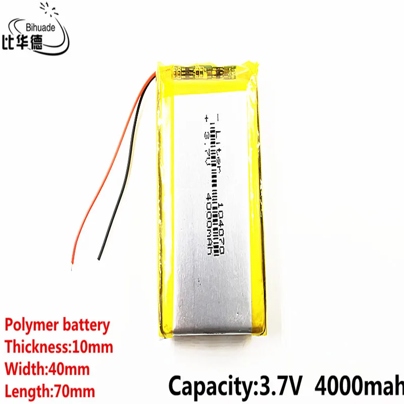 3.7V 4000mAh 104070 Lithium Polymer Rechargeable Battery Cells For Mp3 MP4 MP5 GPS Mobile Bluetooth