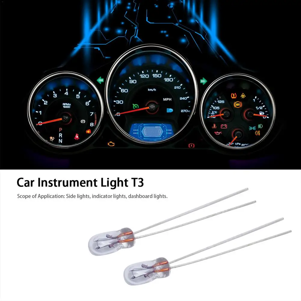 Instrument Panel T3 Warm Bulb 12V 30MA T3 Lamps 10pcs Universal Car Audio Gear Indicator Light Bulbs Instrument Bulbs Panel Warm